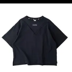 PUMA デザインTシャツ M 刺繍ロゴ ワンポイント ワイド V切替