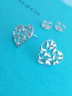 磨き済 ティファニー オリーブリーフ ハート ピアス シルバー
