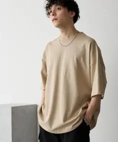 【MONO-MART】リラックスルーズベーシックT オーバーサイズ ベージュ M