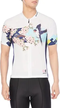 サイクルシャツ サイクリング 自転車 プリント シャツ ジャージ 桜 燕 S