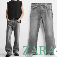 ZARA パンツ　デニム　ジーパン　ジーンズ　黒　ストレート　ブーツカット