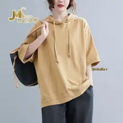 Tシャツ フード付き 半袖 カジュアル 着痩せ 大きいサイズ トップス おしゃれ