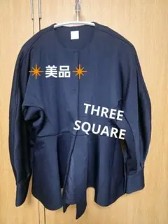 THREE SQUARE ペプラムストレッチジャケット ネイビー