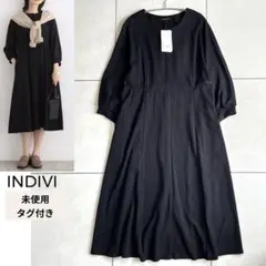 【未使用タグ付き】INDIVI 洗える/UVケアナローフレアワンピース 15