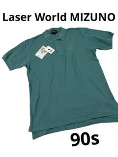 90s Laser World MIZUNOミズノ ポロシャツ L ターコイズ