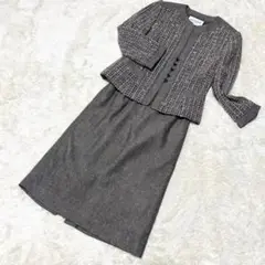 ミスアシダ スカートスーツ ノーカラージャケット ツイード ママスーツ ラメ