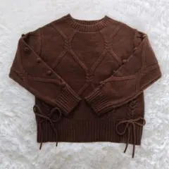 QUEENS COURT ケーブルニットセーター ブラウン レディース トップス
