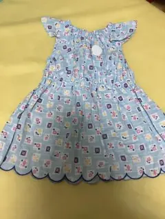 ほぼ新品⭐︎水色 花柄 ワンピース フリル袖