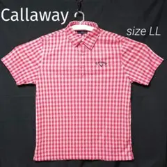 Callaway　ドット ギンガムチェック柄　ポロシャツ　サイズLL