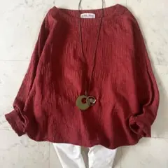 美品♪ビアズリー イカットジャカードドルマン ボートネック ゆったり