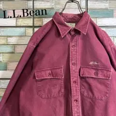 【80's-90's】エルエルビーン　シャモアクロスシャツ　ワンポイント刺繍ロゴ