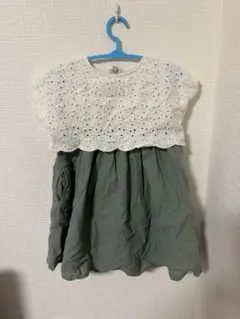 après les cours ワンピース 90サイズ ホワイト/グリーン