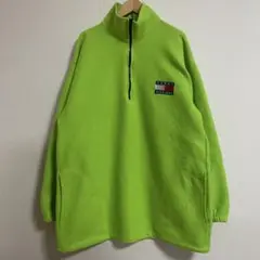 USA製 90s トミーヒルフィガー フリースジャケット M ライムイエロー