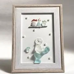 シーグラスアート おトイレ中のビションフリーゼ 犬 プレゼント うちの子グッズ