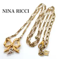 NINA RICCI ニナリッチ リボンモチーフ ネックレス ゴールド