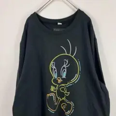 USA古着 looney tunes トゥイーティー スウェット 黒