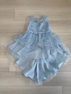 水色 フリル付きドレス 110