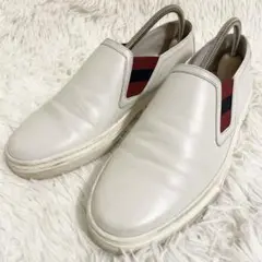 GUCCI スリッポン 白 473974 スニーカー 靴 レザー シェリーライン