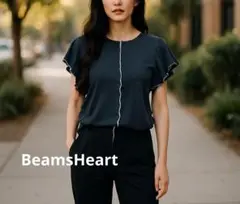 超美品　BeamsHeart　ビームスハート　フリル袖 ブラック Tシャツ　S