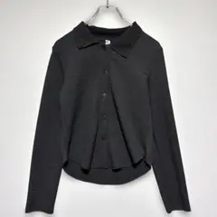 MEI HAN SI 極美品　全体的伸縮性あり黒の長袖シャツ 襟付き ボタン付き