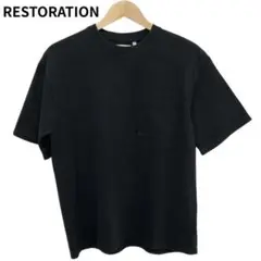 RESTORVTION ブラック Tシャツ ポケット付き　シンプル