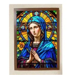 絵画　フレーム付き　マリア　ステンドグラス風絵画