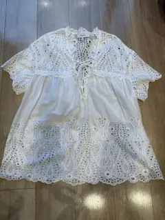REISS ホワイト刺繍シャツ UK8