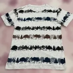グラニフ　動物達シルエットプリント Tシャツ グレー