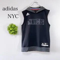 adidas NYC 15 【Ｍ】フード付きベスト バスケ　ブラック　ロゴ