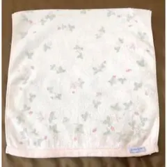 蝶模様 ピンク系 タオル地ハンカチ
