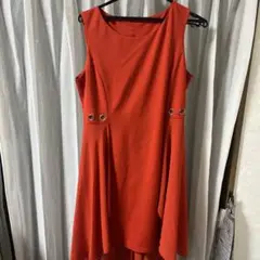 赤 ノースリーブ Aライン ワンピース
