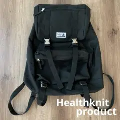 healthknit product 黒いフラップ式リュック