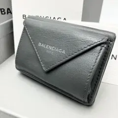 未使用級✨バレンシアガ 折り財布 ペーパーウォレット ミニ ブランドロゴ レザー