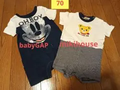 *値下げミキハウス、ベビーギャップ　半袖ロンパース　70サイズ相当*