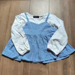 klädkåp 100サイズ 長袖カットソー 白/青ストライプ