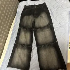 ダークグレー ワイドレッグデニム