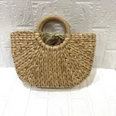 ✨美品✨ナチュラルカラー かごバッグ 編み込みデザイン