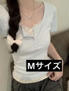 半袖Tシャツ レイヤード スリムフィット ホワイトアンダーシャツ ブルー
