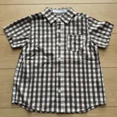 【美品】タルティーヌエショコラ　チェック柄 半袖シャツ ブラウン 100cm~
