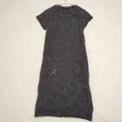 【美品】半袖ニットワンピース　スパンコール ラメ ワンピース　S〜М相当