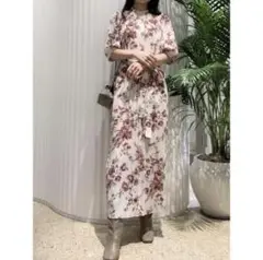 スナイデル　半袖シフォンロングワンピース　0