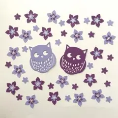 敬老の日　素材　ふくろう　桔梗