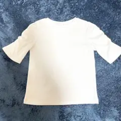 GU ジーユー リブ編みTシャツ フレア袖 半袖ニット ホワイト 白 XS