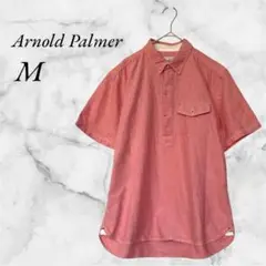 【美品】アーノルドパーマー／ダンガリーシャツ 半袖 ボタンダウン レッド