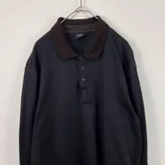 USA古着 HUGO BOSS 長袖 ポロシャツ ブラウン 茶色