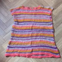ベネトンBenetton マルチカラー ベスト140サイズ☆モヘア☆