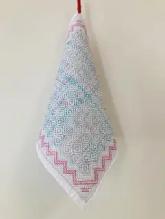 【161】　刺し子花ふきん　《柿の花アレンジ１》 完成品