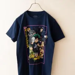 僕のヒーローアカデミア ヒロアカ Tシャツ 紺 メンズ S 古着