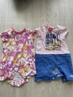 BABYDOLL ミニー柄ロンパースとTシャツロンパース70