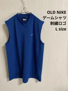 OLD NIKE オールドナイキ　ゲームシャツ　ノースリーブ　刺繍ロゴ ブルー